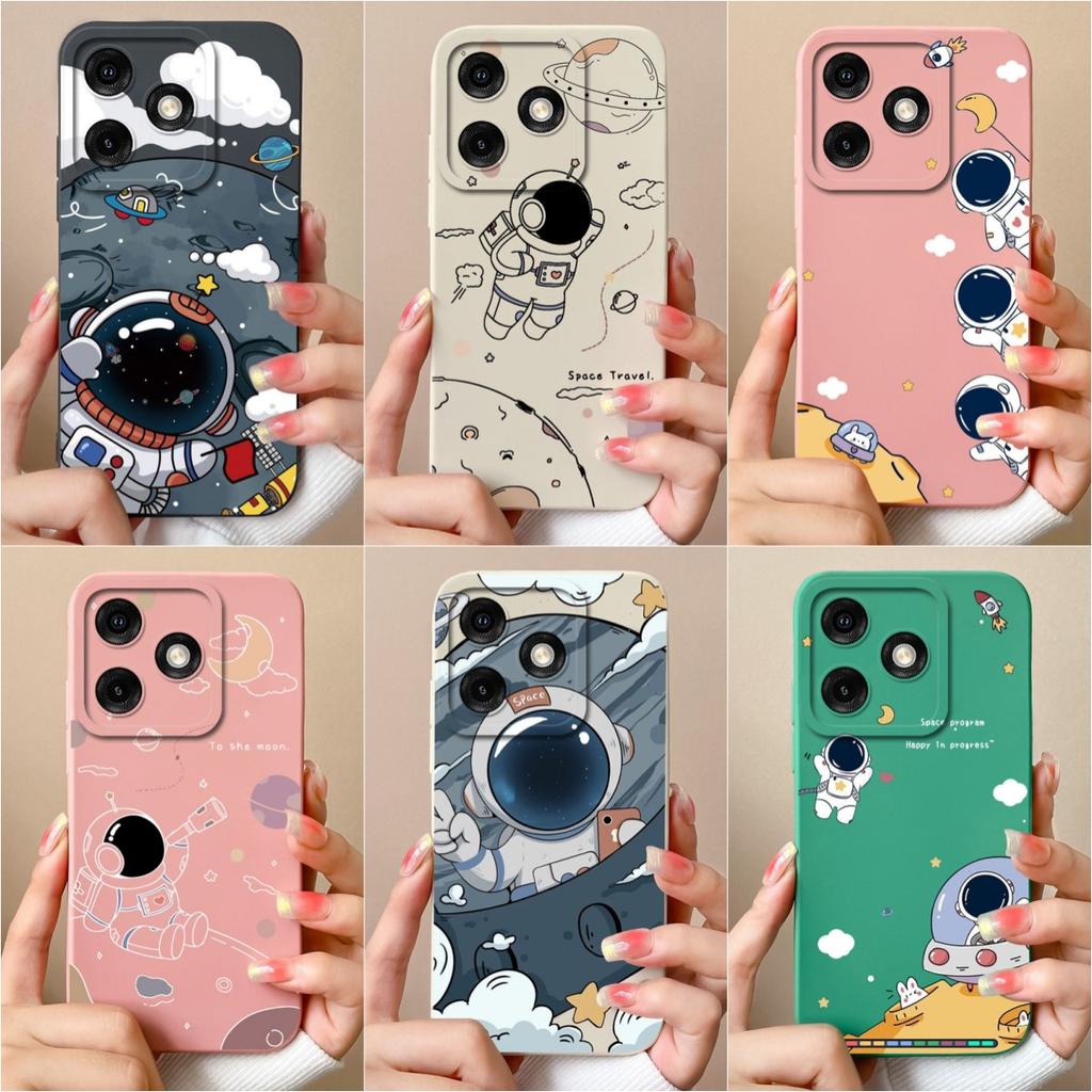 Phone Cover For Tecno Pova 6 Neo Itel A50 P55 Infinix Smart 8 HD Note 40 5G Bumpers Cartoon Astronaut Pattern Anti Drop Soft Silicone Phone Bags Shell
