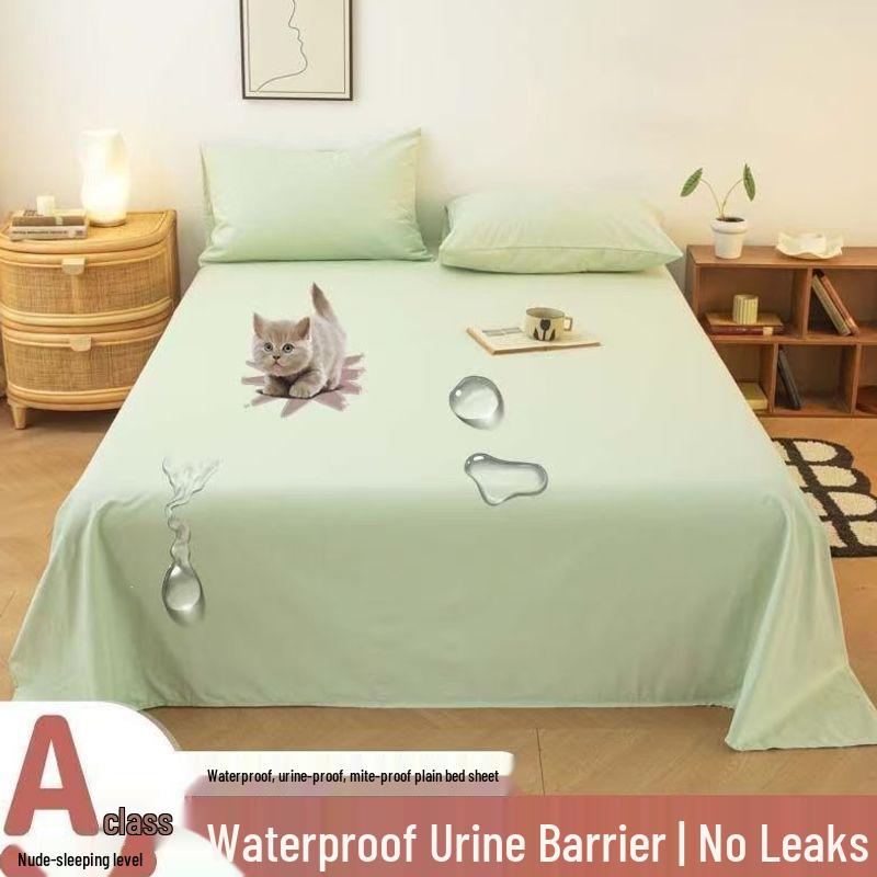 Stain-Proof Waterproof Bed Sheet & Pillowcase Set - Single Piece, Universal for All Seasons, Ideal for Students, Babies & Pets