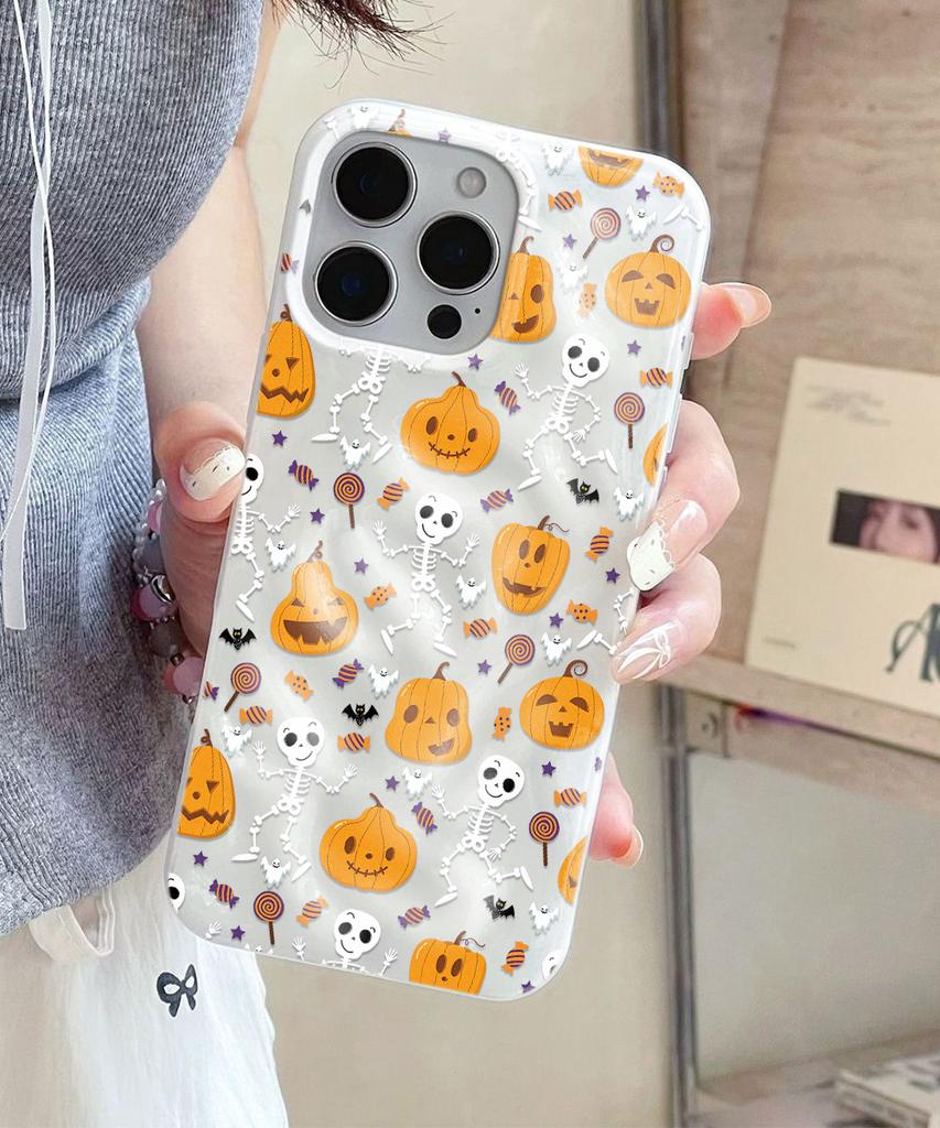 Хэллоуин Мультяшный Чехол-Тыква Для iPhone 17 Air 16 15 14 13 12 11 Pro Max Ударопрочный Мягкий Чехол Fundas