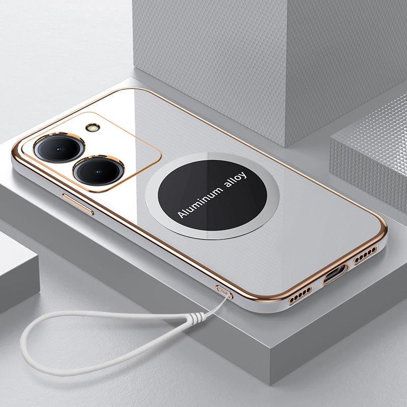 For Vivo Y36 5G Case Vivo Y27 5G Phone Case Luxury Square Plating Magnetic Attraction ShockProof Silicone Back Cover