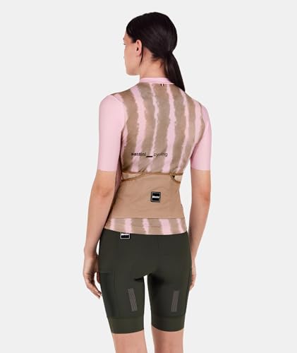 Santini Women's BAMBU Cycling Jersey, Lightweight, Quick-Drying, Summer, Slim Fit, with Back Pocket, Pink (Size M), 5S940L75CBAMBU [Authentic]