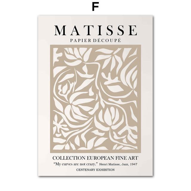 Abstract Matisse Girl Dance Leaf Beige Lines Posters And Prints Wall Art Canvas Painting Wall Pictures For Living Room Decor No Frame