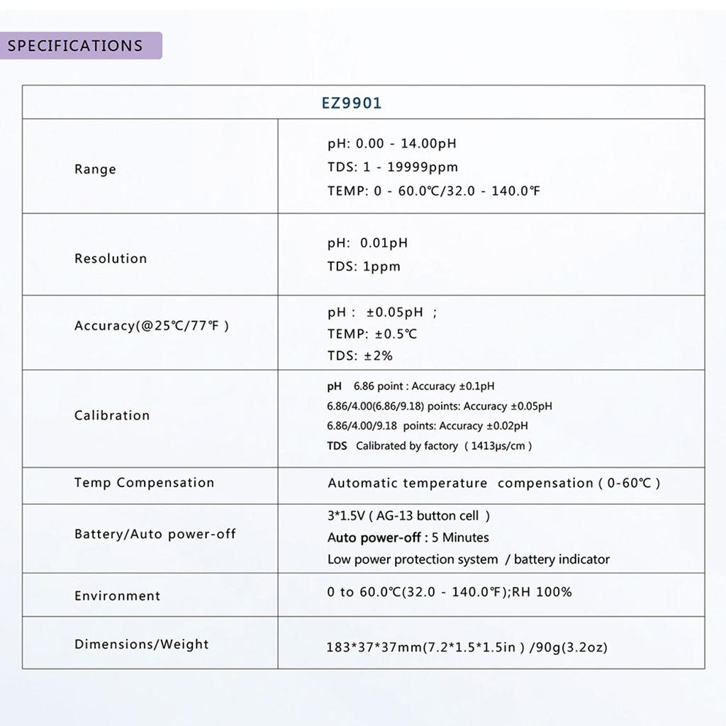 Цифровой TDS-метр EZ9901 3-в-1 TDS/PH и ТЕМП Тестер-ручка Ручной тестер качества воды Инструмент для тестирования чистоты воды для бассейна