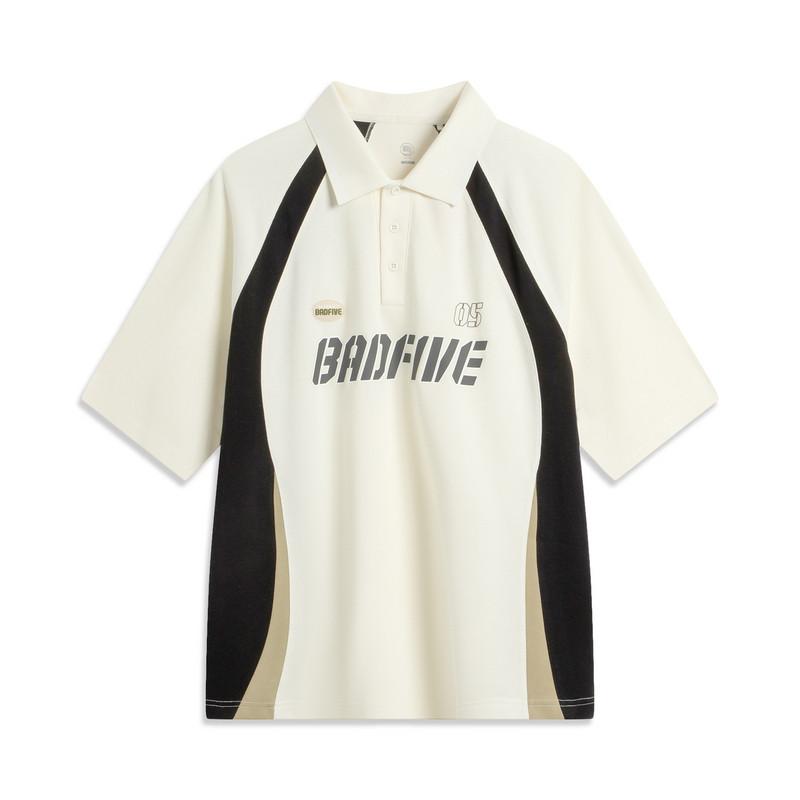 Li Ning Мужские поло Экру/Черный/Ротанговый хаки Воротник-поло Умеренный прямой крой AAPV087-1