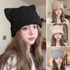 Fluffy Beanie Hat Cute Cat Ear Ear Protection Cap Winter Pullover Hats  for Women