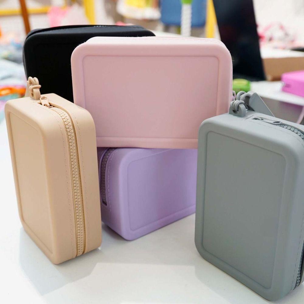 Силиконовая косметичка цвета Моранди, прямоугольная, сумка для мелочей, многофункциональная сумка для хранения, женская