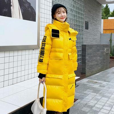 Зимнее стеганное пальто с капюшоном ярких цветов