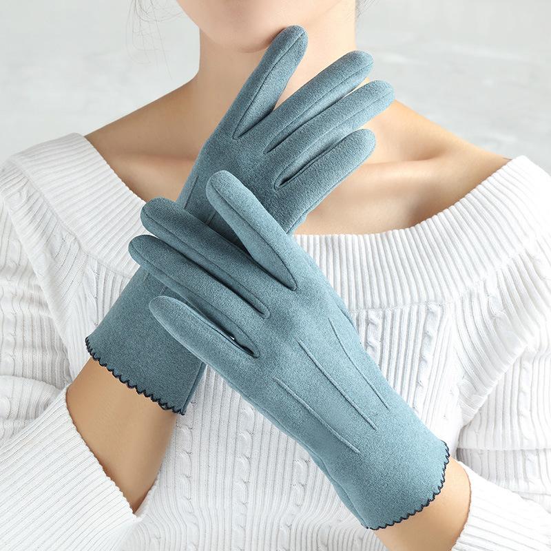 Ветрозащитные перчатки для сенсорного экрана, женские зимние теплые перчатки с длинными пальцами для женщин, молодых студентов