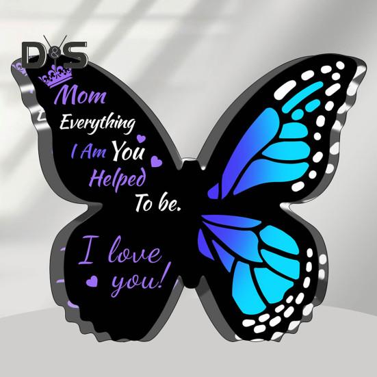 Акриловое украшение в виде бабочки. Подарок маме от дочери или сына. Прозрачное настольное украшение на День матери. Подарок на День святого Валентина.