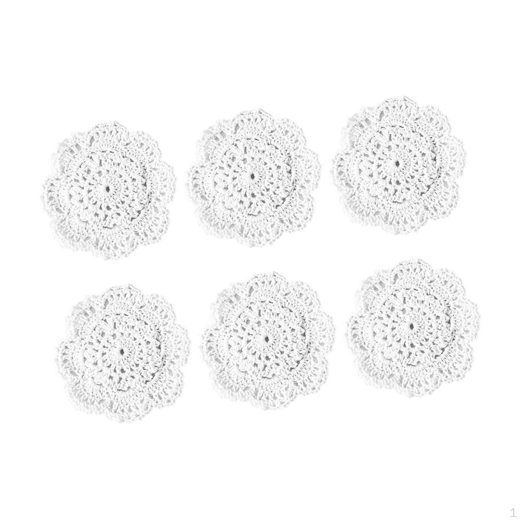 6 шт. хлопчатобумажные вязаные крючком подставки под стаканы коврики для стола коврики для вечеринки