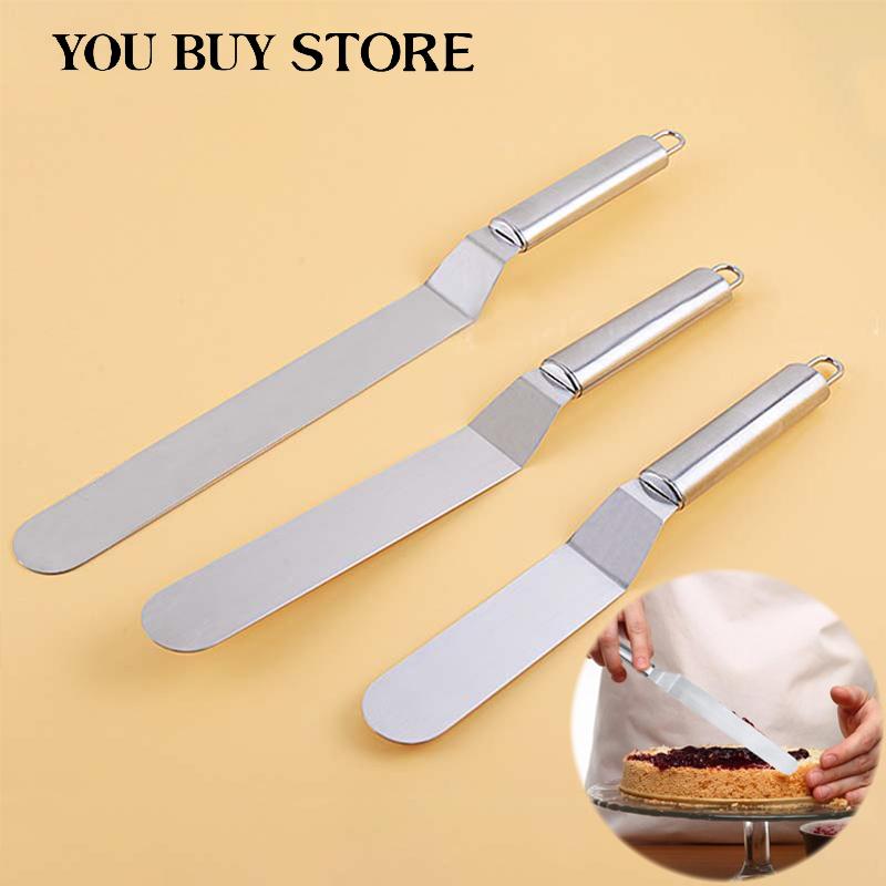 Baking Acssories Stainless Steel Cake Spatula Butter Cream Icing Frosting Knife Smoother Kitchen Pastry Cake Decoration Tools