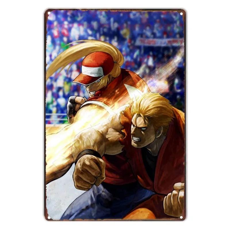 Аниме The King Of Fighters Винтажная Металлическая Табличка, Постер Настенного Искусства, Файтинги, Ретро Табличка для Бара, Клуба, Мужской Пещеры, Домашний Декор Стен