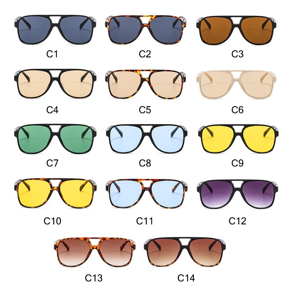 Ретро Авиаторы Оверсайз с Двойной Переносицей Защита UV400 Классические Солнцезащитные Очки 70-х Желтые Очки для Вождения для Женщин и Мужчин