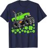Футболка с графическим принтом Monster Truck ко Дню Святого Патрика Зеленый Клевер Повседневные Топы с Коротким Рукавом
