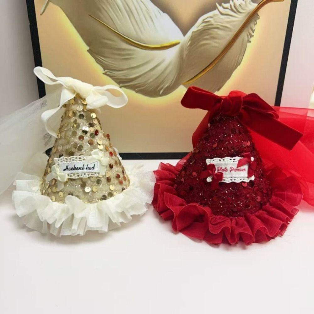 Mesh Birthday Crown Velvet Sequined Hat Cute Birthday Hat Hairpin Birthday Party Decoration