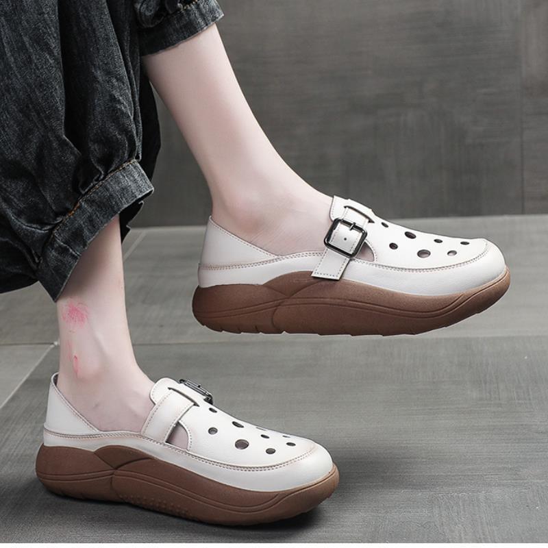 Retro Bag Head Soft-soled Sandals Women's Summer New Fashion Outer Wear Thick-soled Breathable Hole Shoes Women