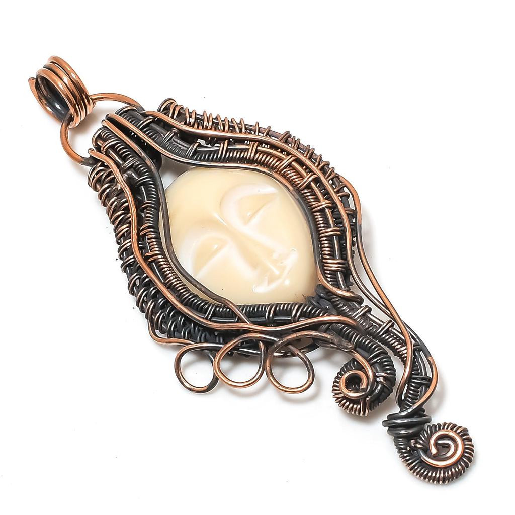 Подвеска из резного лица, обернутая медной проволокой 999 пробы, Ювелирное изделие с подвеской из драгоценного камня ручной работы, Подарки для жены, Совершенно новая подвеска