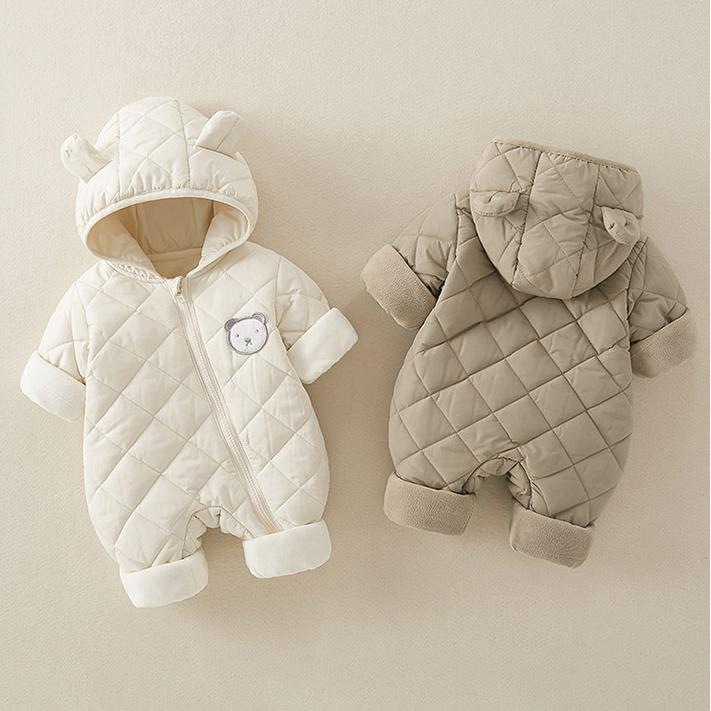 Infants and Young Children's Winter Outfit Thickened Hooded Cotton-padded Jacket Coat Newborn Boys and Girls Baby's Autumn and Winter Suit