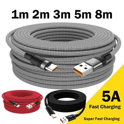Кабель USB TYPE C 5A сверхбыстрый кабель для зарядки для Android 3 м 5 м 8 м USB C удлинительный кабель для Samsung Oneplus универсальный