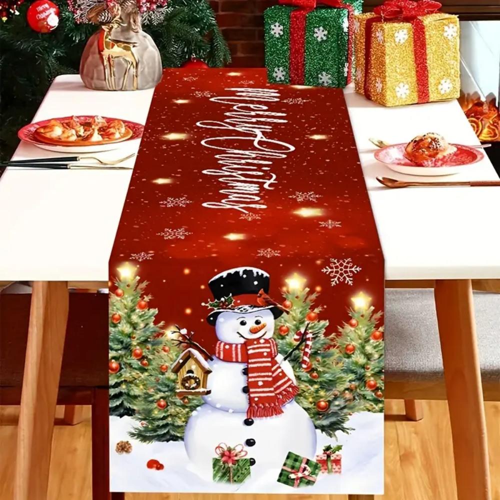 The Christmas series table flag red "Merry Christmas" seasonal winter kitchen table decoration is suitable for family party deco