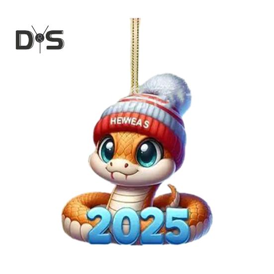 Christmas Snowman Pendant Hanging Ornament with Lanyard Easy To Hang Cartoon Acrylic Pendant Xmas Tree Decoration
