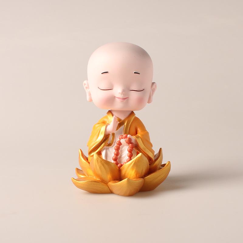 Дзен-декор автомобиля: Набор из четырех украшений в виде качающейся головы монаха для украшения интерьера