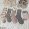 Серые и розовые шерстяные носки для женской осени и зимы, утолщенные кашемировые носки до середины икры, теплые и милые махровые носки для зимы