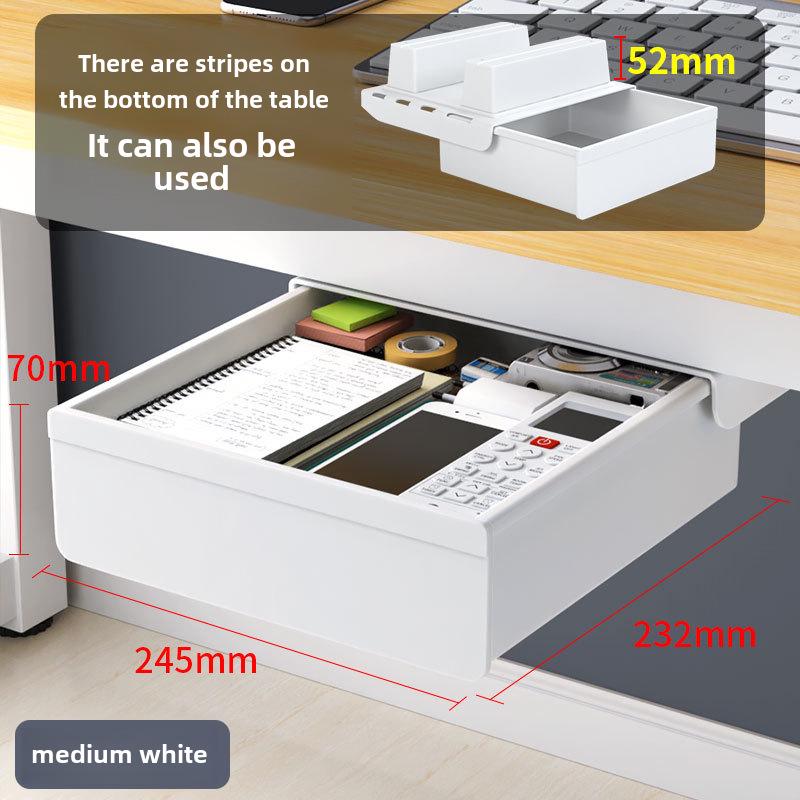 Under-Desk Hidden Drawer Storage Box for Office Workstation