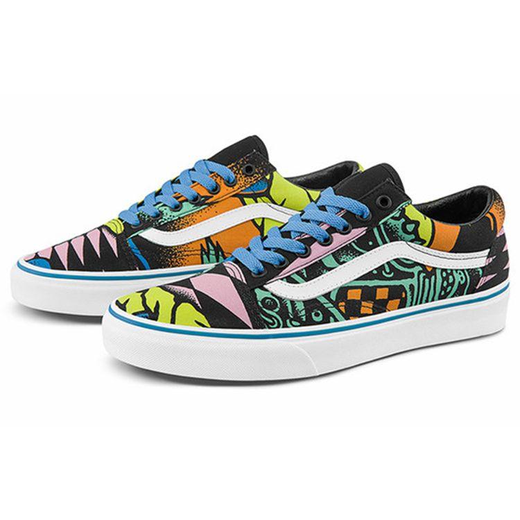 Vans Old Skool Series Retro Casual Graffiti Low-Top Skate Shoes Unisex Sneakers Black Multicolor VN0A5AO9452