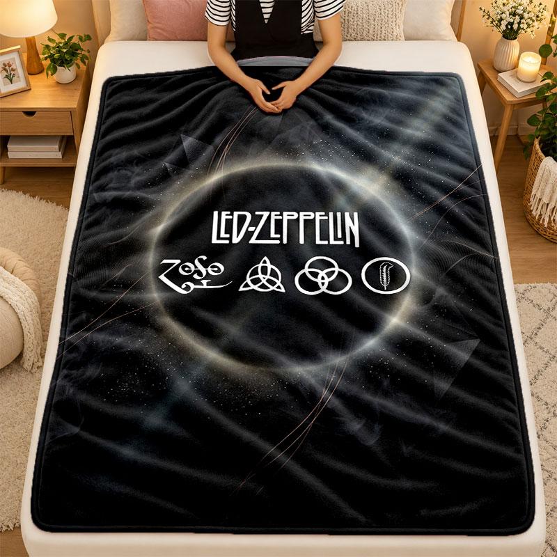 Flannel BlanketLed Zeppelin Warm Soft Throw Blanket for Indoor Sofa Bed Living Room Use