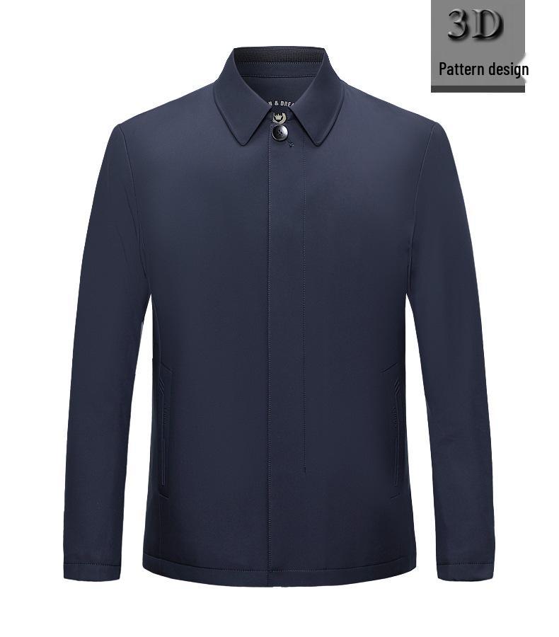 Мужская хлопковая куртка с лацканами - Business Casual, Теплая, Идеально подходит для пап среднего и пожилого возраста