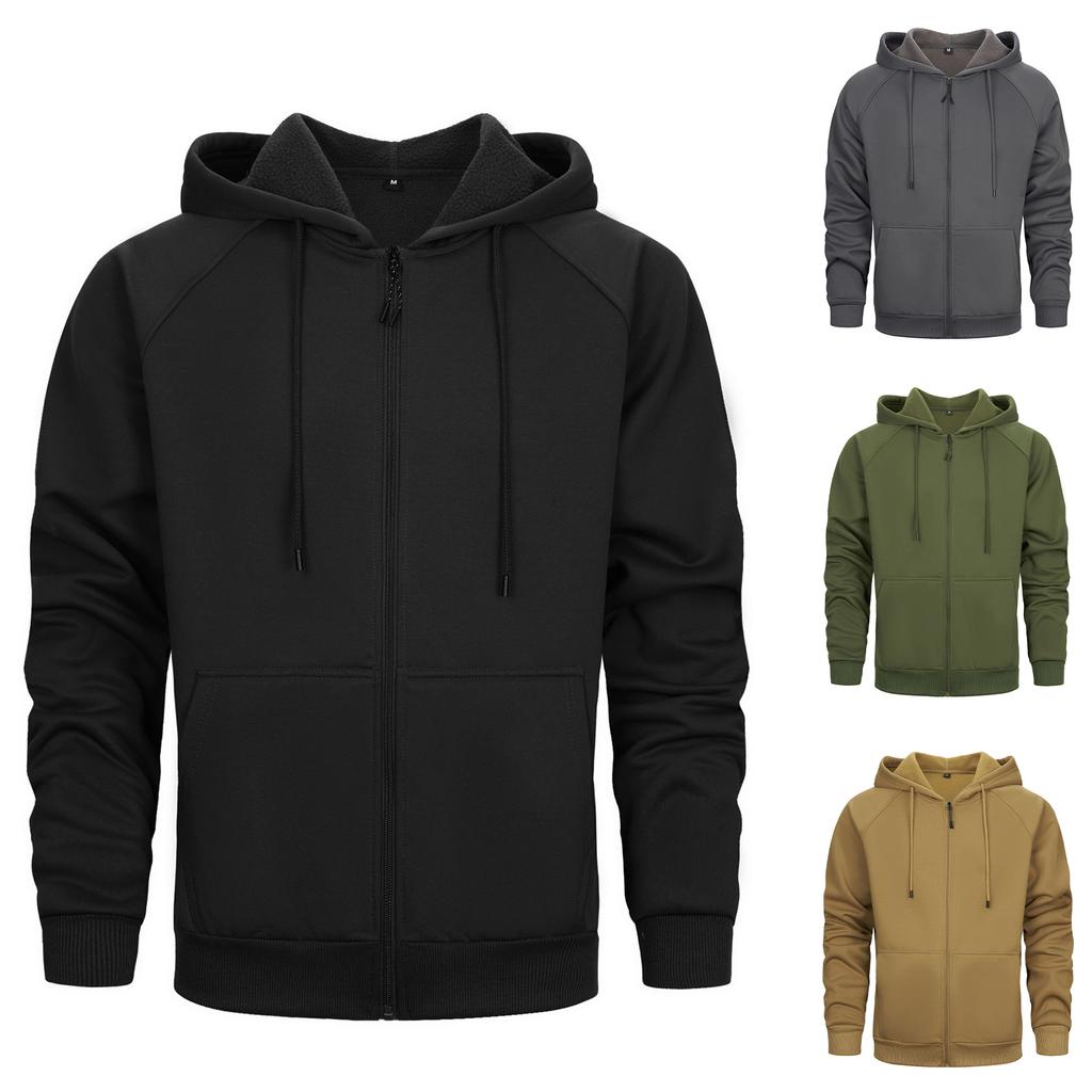 Mens Zip Up Hoodie Fleece Lined Hoodie Jacket Men Full Zip Sweatshirts Outdoor Thermal Athletic Hoodies