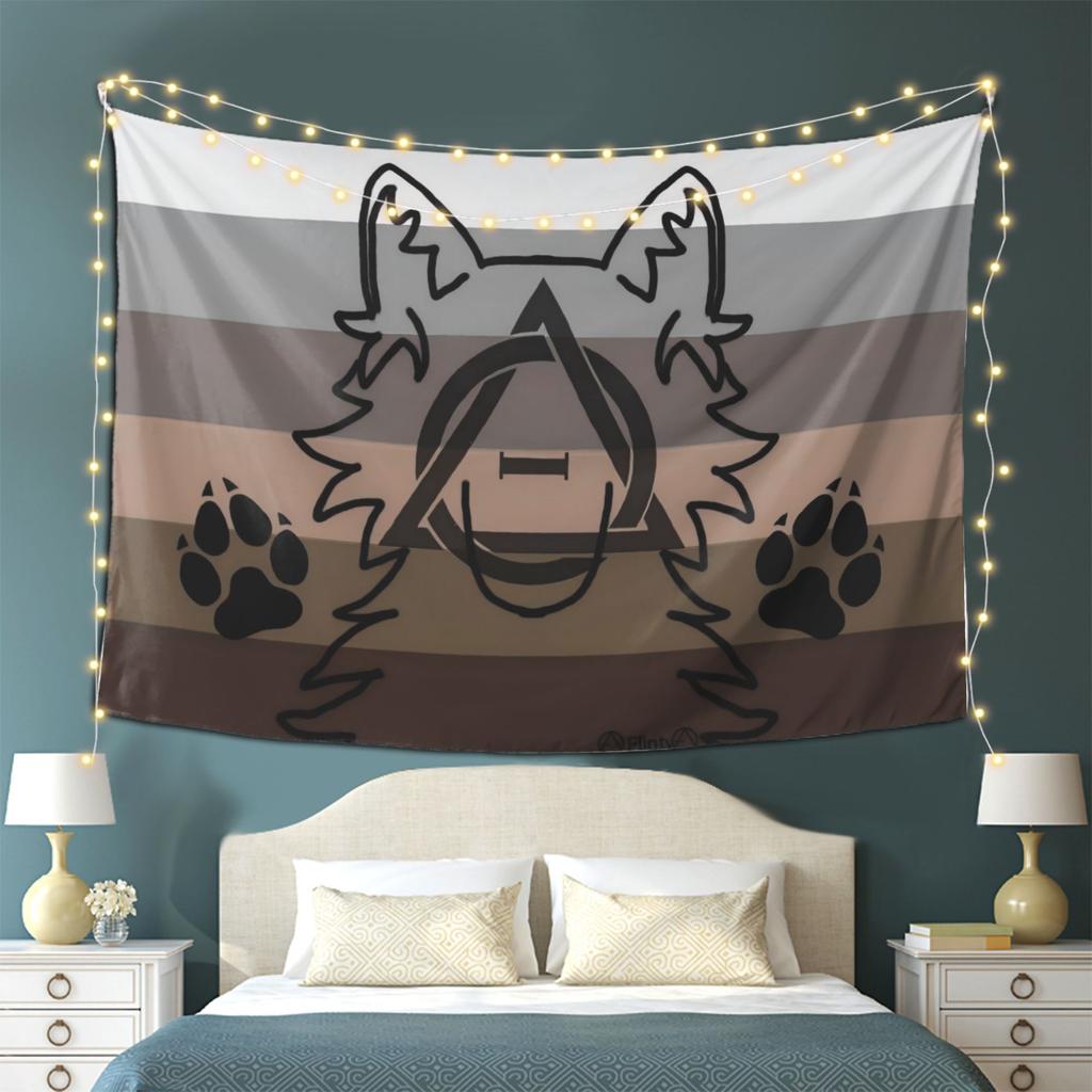 Grey Wolf Therian Flag Wolf Head Profile Horizontal Wall Hanging Decor for Home Office Party Easy to install