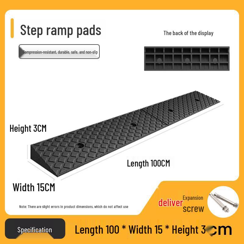 Rubber-Plastic Anti-Slip Speed Bump Curb Ramp Mat for Cars