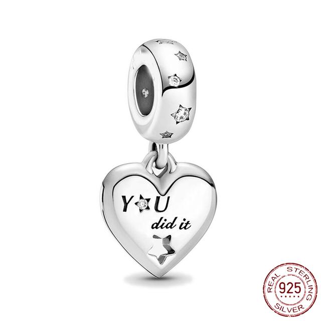 S925 Стерлингового Серебра Аист и Мерцающие Звезды Мотаться Шарм Подходит Оригинальный Модный Браслет S925 Женские Ювелирные Изделия Подарок