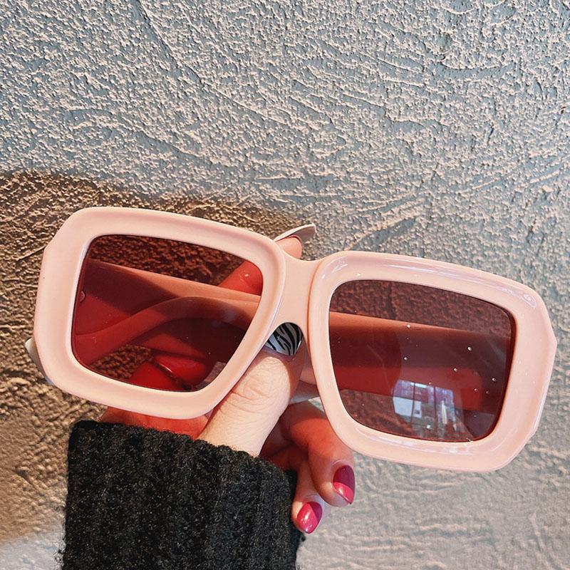 Fashion Purple Square Oversized Sunglasses Women Luxury Designer Big Frame Thick Sun Glasses For Men Shades Travel Goggle