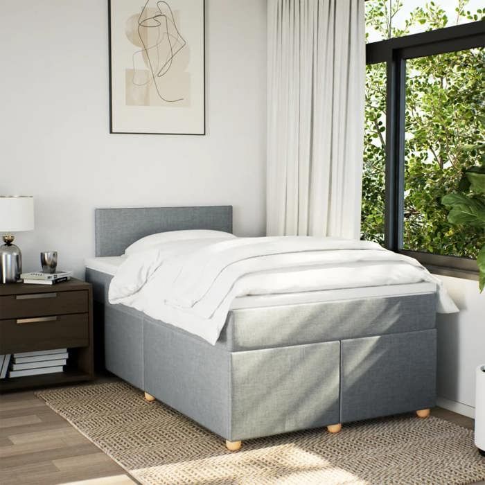 Maison Exclusive - Sommier à lattes de lit avec matelas Gris clair 120x200cm Tissu