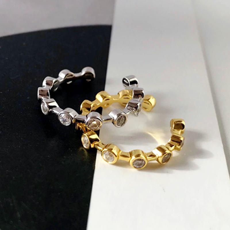 ANENJERY Тонкие кольца с микроинкрустацией цирконом для женщин, кольца с индивидуальным темпераментом, регулируемый праздничный подарок