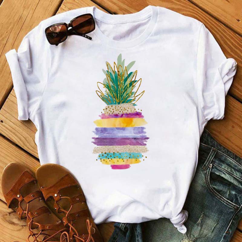 Maycaur Tee Women T-shirt Summer Short Sleeve Avocado Print Clothes Fashion Cartoon Fruit Graphic T Shirt Kawai Female Tops TEE