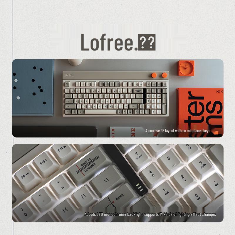 LOFREE OE918 Маленький Квадратный Трехрежимный Механический Клавиатурно-Мышиный Набор с Горячей Заменой