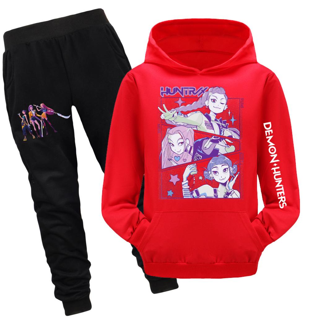 Children's Hooded Top And Pants Two-piece Tracksuit Set Long-sleeved Printed Sweatshirt Set