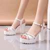 Fashion 2024 Fashion Ladies Shoes Slingbacks Ankle Strap Women's Sandals Summer Open Toe Sequins Solid Dress Chunky Heels Sandals