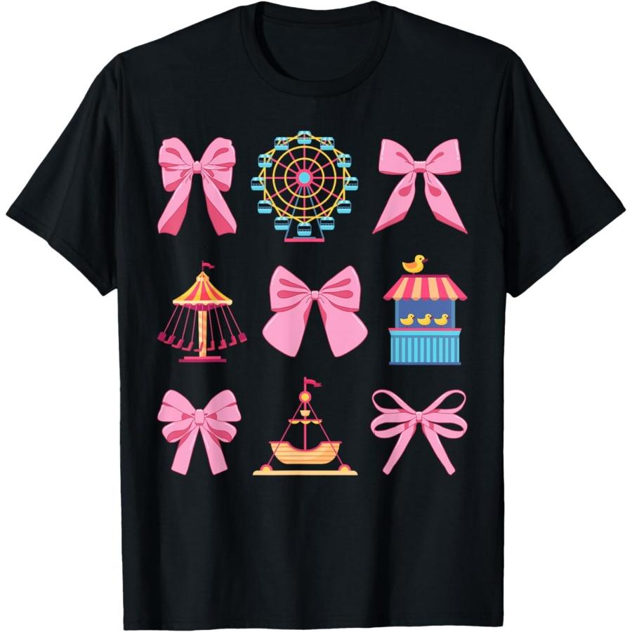 Coquette Bow State Fair Ferris Wheel Carnival Food Rides T-Shirt