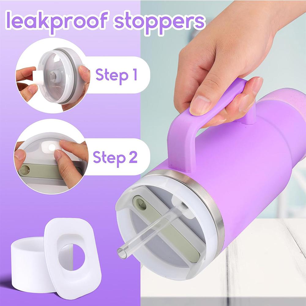 Набор из 6 принадлежностей для стакана Stanley Cup объемом 40 унций с ручкой, включая силиконовую трубочку и чехол, пробку, предотвращающую проливание