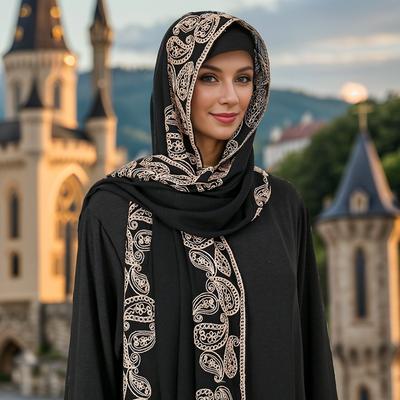 190*65 см Длинный узор Вышивка пейсли Женский хиджаб Мусульманский Вентилируемый уличный шаль-платок Для женщин Повязка на голову