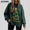 Women's Fashion Casual Solid Color Print Fall Winter Long Sleeve O-Neck Sweaters