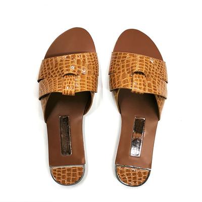 Модные женские туфли на плоской подошве для лета, большой размер 41, конфетного цвета, из ПУ кожи, модные женские сандалии с открытым носком, повседневные женские шлепанцы