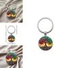 Life Tree Glass Pendant Keychain With Vibrant Line Design For Celebration And Souvenir Use