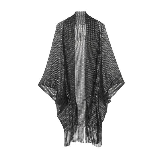 Summer Beach Smock Hollow Out Tassel Decor Sunscreen Loose Quick Dry Swimsuit Cover-up Open Beachwear Poncho