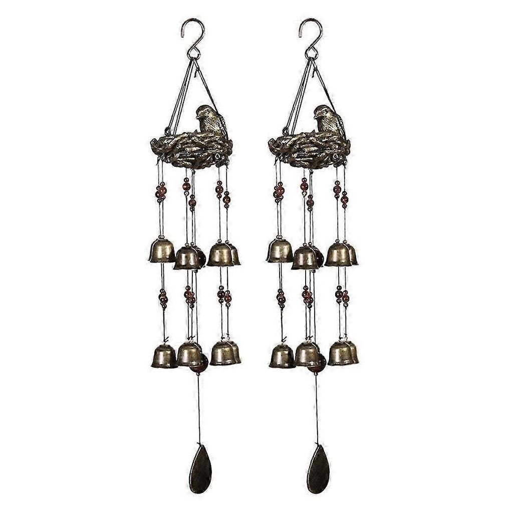 1pcs Bird Nest Wind Chimes, Wind Chime With 12 Pieces Bronze Bells For Garden, Yard, Patio And Home